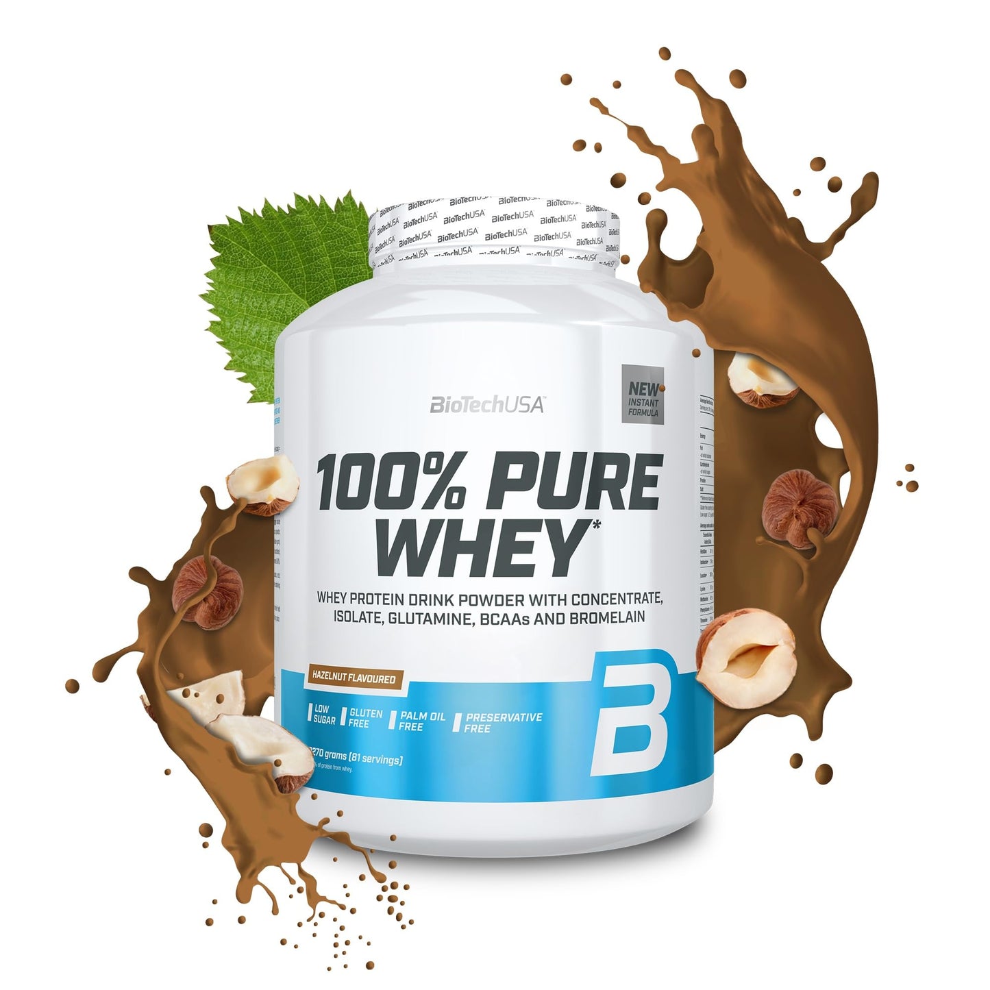 BioTechUSA 100% Pure Whey Complesso proteico del siero di latte con bromelina, aminoacidi, senza zuccheri aggiunti, senza olio di palma e con edulcorante, 1 kg, Cioccolato