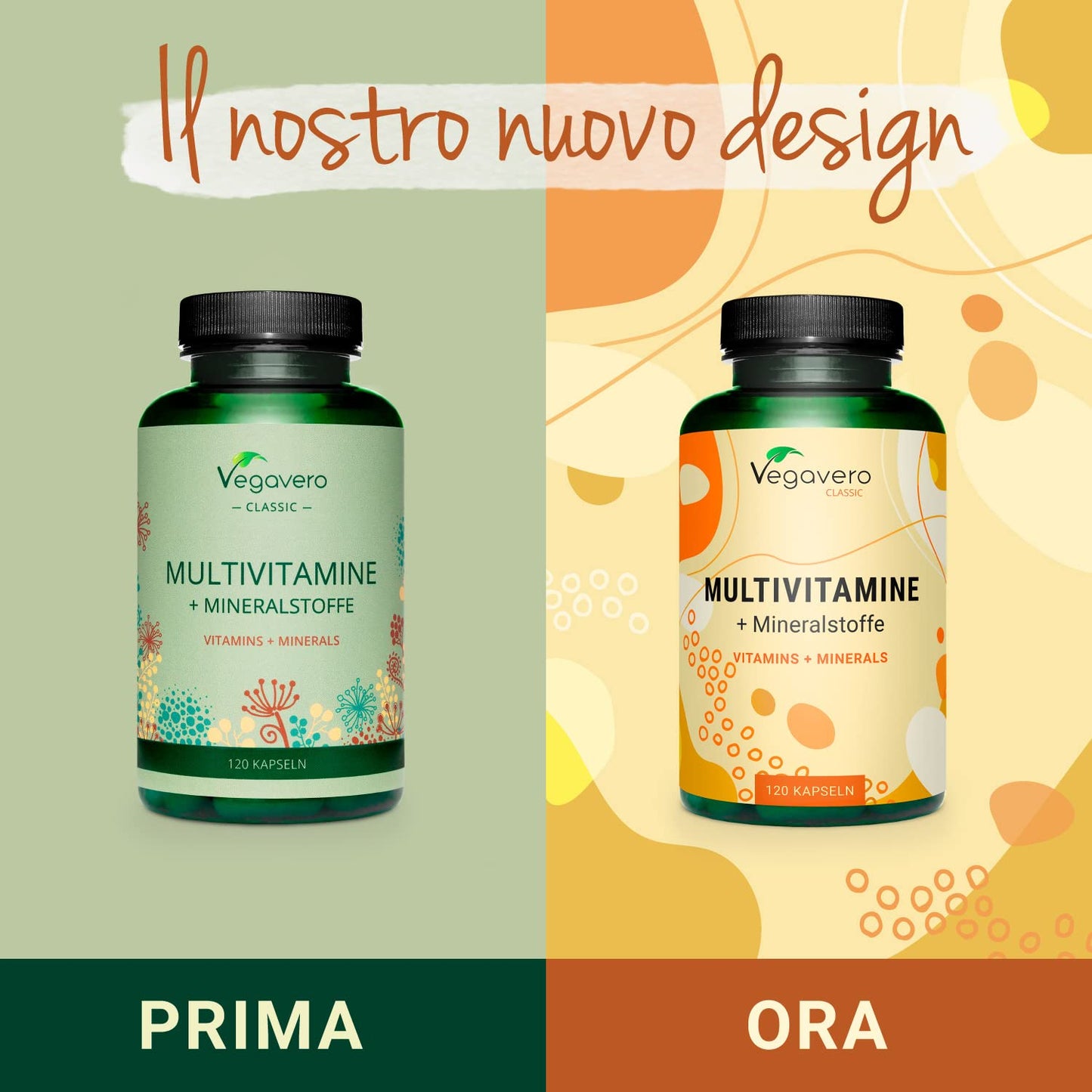 MULTIVITAMINICO Multiminerale Vegavero® | L’UNICO SENZA ADDITIVI | Con Vitamine e Minerali Naturali | Integratore per Difese Immunitarie e Stanchezza per Uomo e Donna | Vegan, Capsula