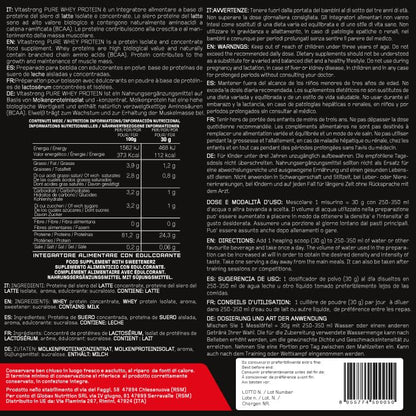 Whey Proteine in Polvere Vitastrong - Proteine del Siero del Latte Isolate e Concentrate - Alta solubilità & concentrazione 23g per dose - Whey Protein Ricco di BCAA ed EAA (Cioccolato)