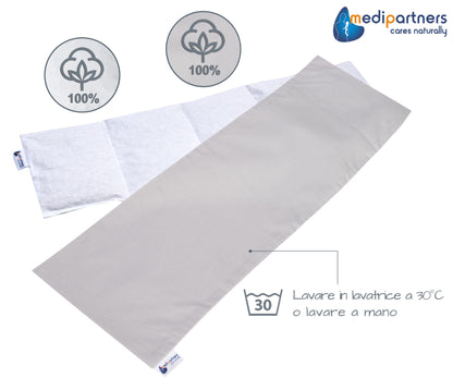 Medi Partners Cuscino Termico noccioli ciliegio 60x20cm 800g 100% Cotone 5 Camere Grande Terapia del freddo Federa sfoderabile (Stelle)