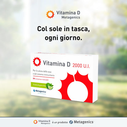 Metagenics Vitamina D 2000 U.I. - Integratore Sistema Immunitario - Per la Salute delle Ossa - 168 Compresse Masticabile