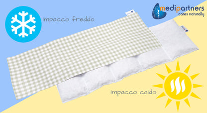 Medi Partners Cuscino Termico noccioli ciliegio 60x20cm 800g 100% Cotone 5 Camere Grande Terapia del freddo Federa sfoderabile (Stelle)