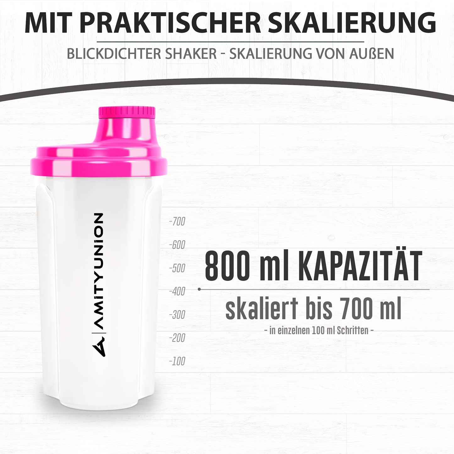 AMITYUNION Shaker per proteine 500 ml Heaven a prova di perdite, senza BPA con setaccio cliccabile e scala per frullati cremosi di siero di latte, shaker per proteine, originale in Rosa