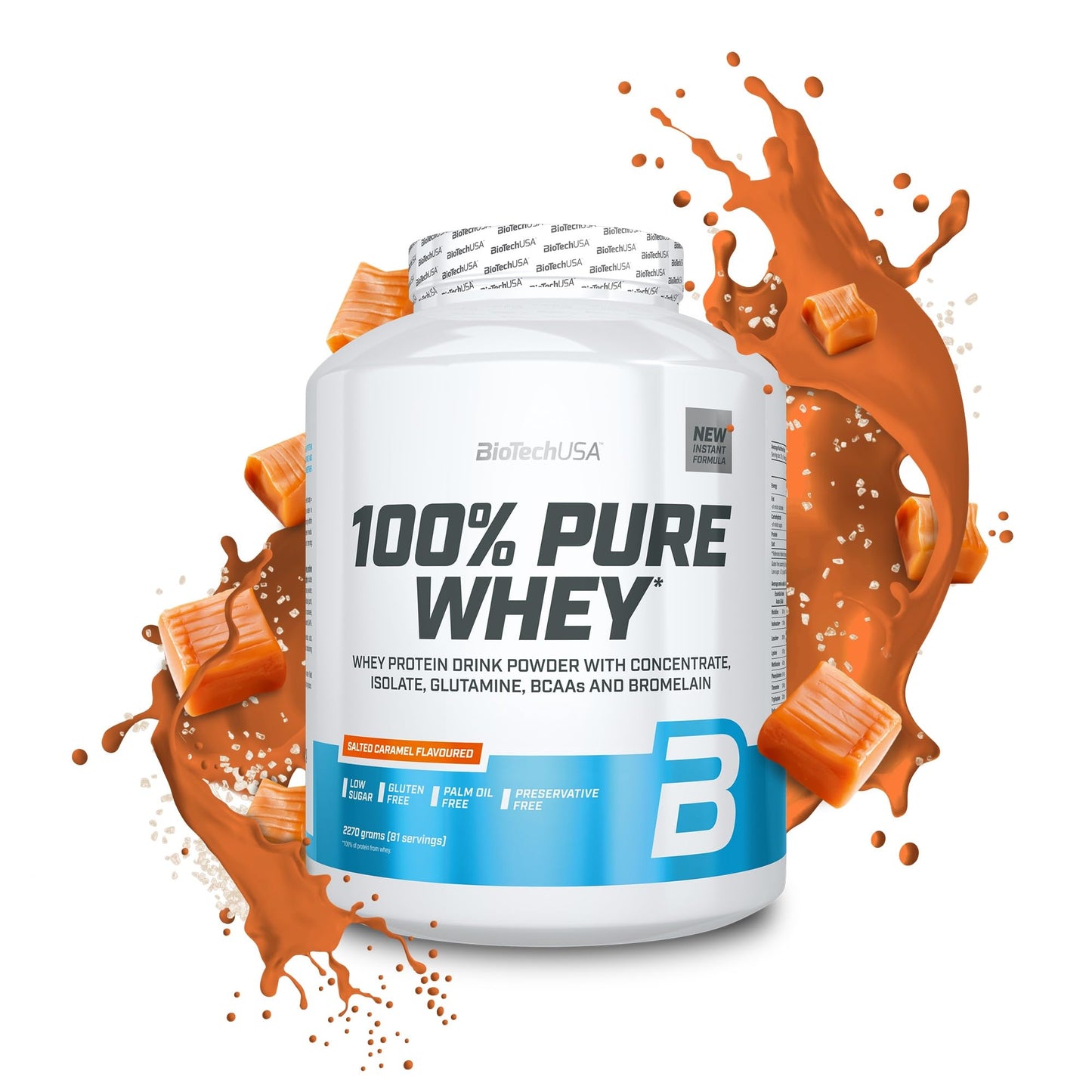 BioTechUSA 100% Pure Whey Complesso proteico del siero di latte con bromelina, aminoacidi, senza zuccheri aggiunti, senza olio di palma e con edulcorante, 1 kg, Cioccolato