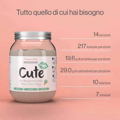 Cute Nutrition Frullato Sostitutivo del Pasto al Cioccolato - Shake Dietetico con Vitamine - Confezione da 500g con E-book Gratis di TummyTox