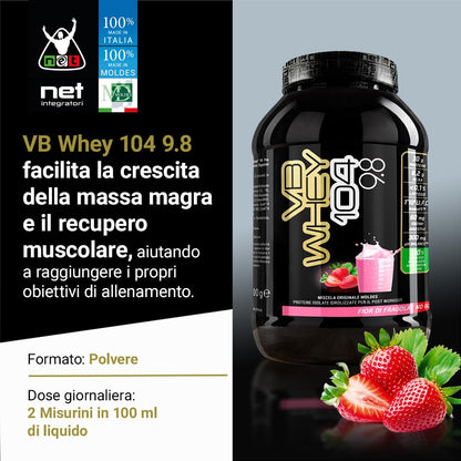 NET Integratori VB WHEY 104 9.8 Optipep - 900g Cioccolato - Proteine Isolate Idrolizzate per via Enzimatica Con EAA e BCAA - Massimizza Sintesi Proteica, Crescita e Mantenimento Muscolare