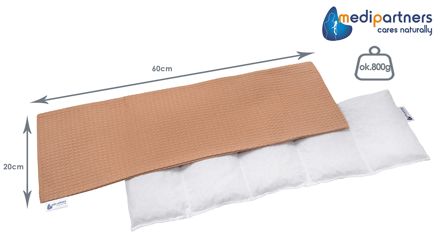 Medi Partners Cuscino Termico noccioli ciliegio 60x20cm 800g 100% Cotone 5 Camere Grande Terapia del freddo Federa sfoderabile (Stelle)