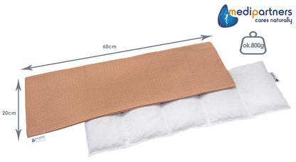 Medi Partners Cuscino Termico noccioli ciliegio 60x20cm 800g 100% Cotone 5 Camere Grande Terapia del freddo Federa sfoderabile (Stelle)