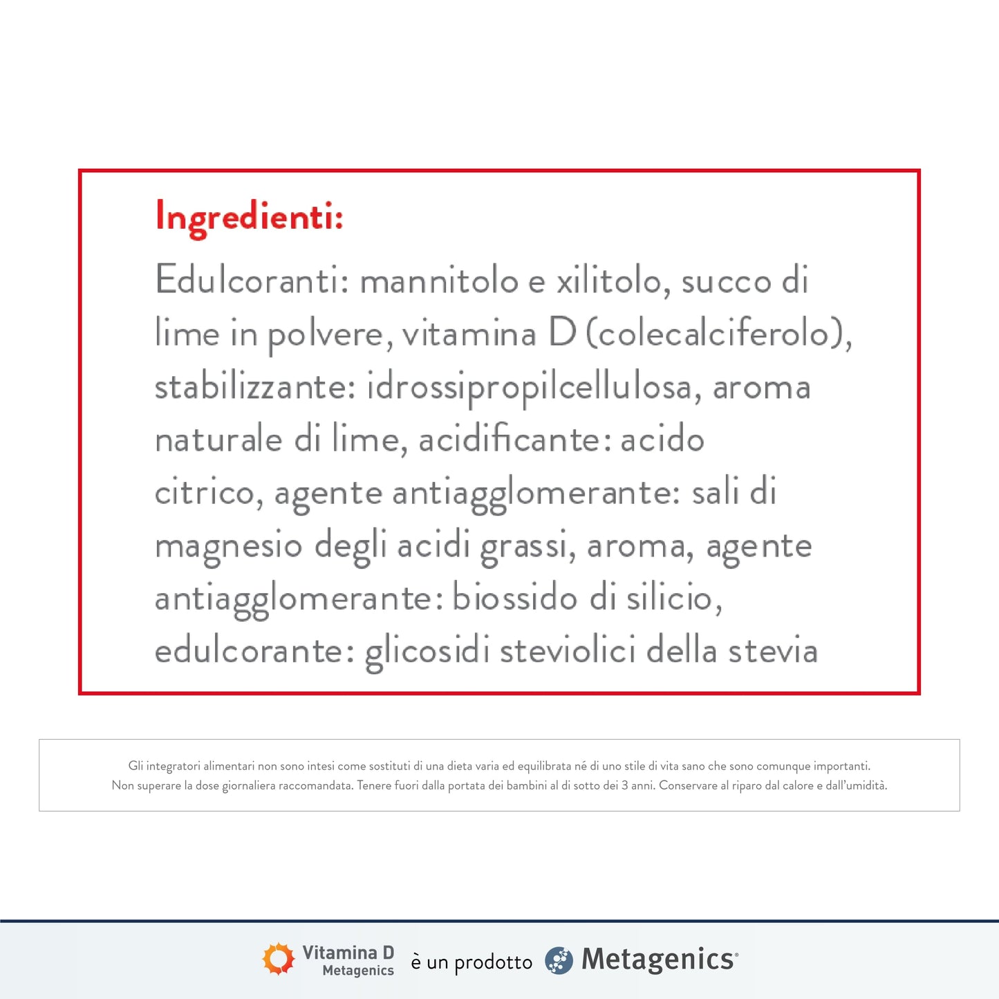 Metagenics Vitamina D 2000 U.I. - Integratore Sistema Immunitario - Per la Salute delle Ossa - 168 Compresse Masticabile