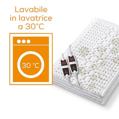 Beurer UB 68 XXL, Coprimaterasso Termico Doppio, Scaldaletto Matrimoniale Per 2 Persone, con 2 Interruttori e 4 livelli di Temperatura ciascuno, 150 X 160 Cm, Bianco, lavabile a 30°C