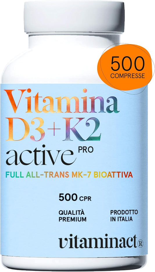 Vitamina D3 K2 (Dura 1 anno e 4 mesi) 500 Compresse Super Assorbibili Grazie al Processo Avanzato di Micronizzazione, Vitamina D3 2000 UI – Massimo Dosaggio di Vitamine in Commercio,