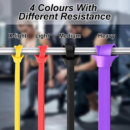 WuGU Bande Elastici Fitness, 4 Pezzi Loop Bands, Banda Elastica di Resistenza per Pull-Up, Resistente Fitness per Stretching, Allenamenti di Resistenza, Potenziamento Muscolare