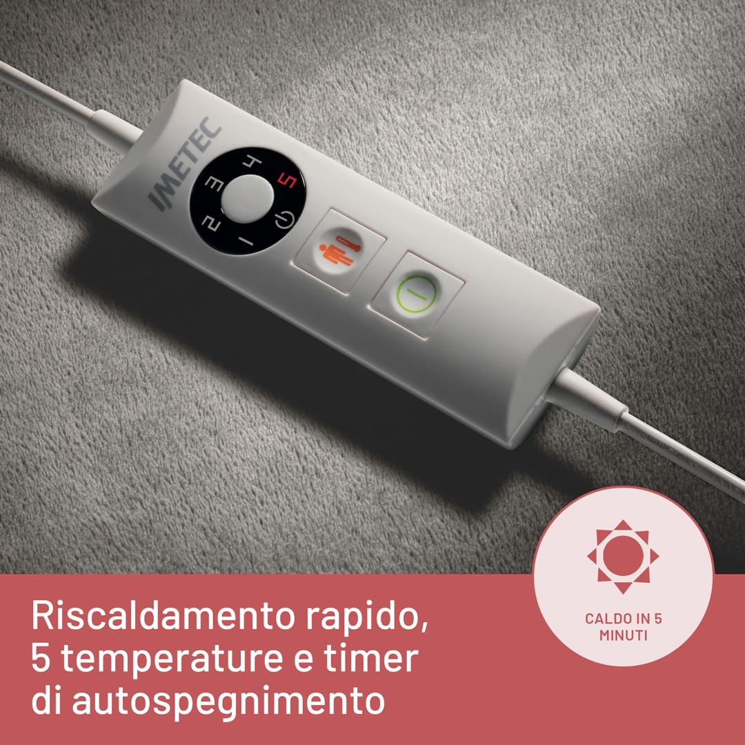 Imetec Intellisense Cervical, Termoforo per Cervicale e Spalle, Cuscino Termico, 47x52 cm, Tessuto Anallergico, 5 Temperature, Electro Block di Sicurezza, Riscaldamento Rapido, Lavabile in Lavatrice