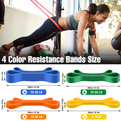 WuGU Bande Elastici Fitness, 4 Pezzi Loop Bands, Banda Elastica di Resistenza per Pull-Up, Resistente Fitness per Stretching, Allenamenti di Resistenza, Potenziamento Muscolare