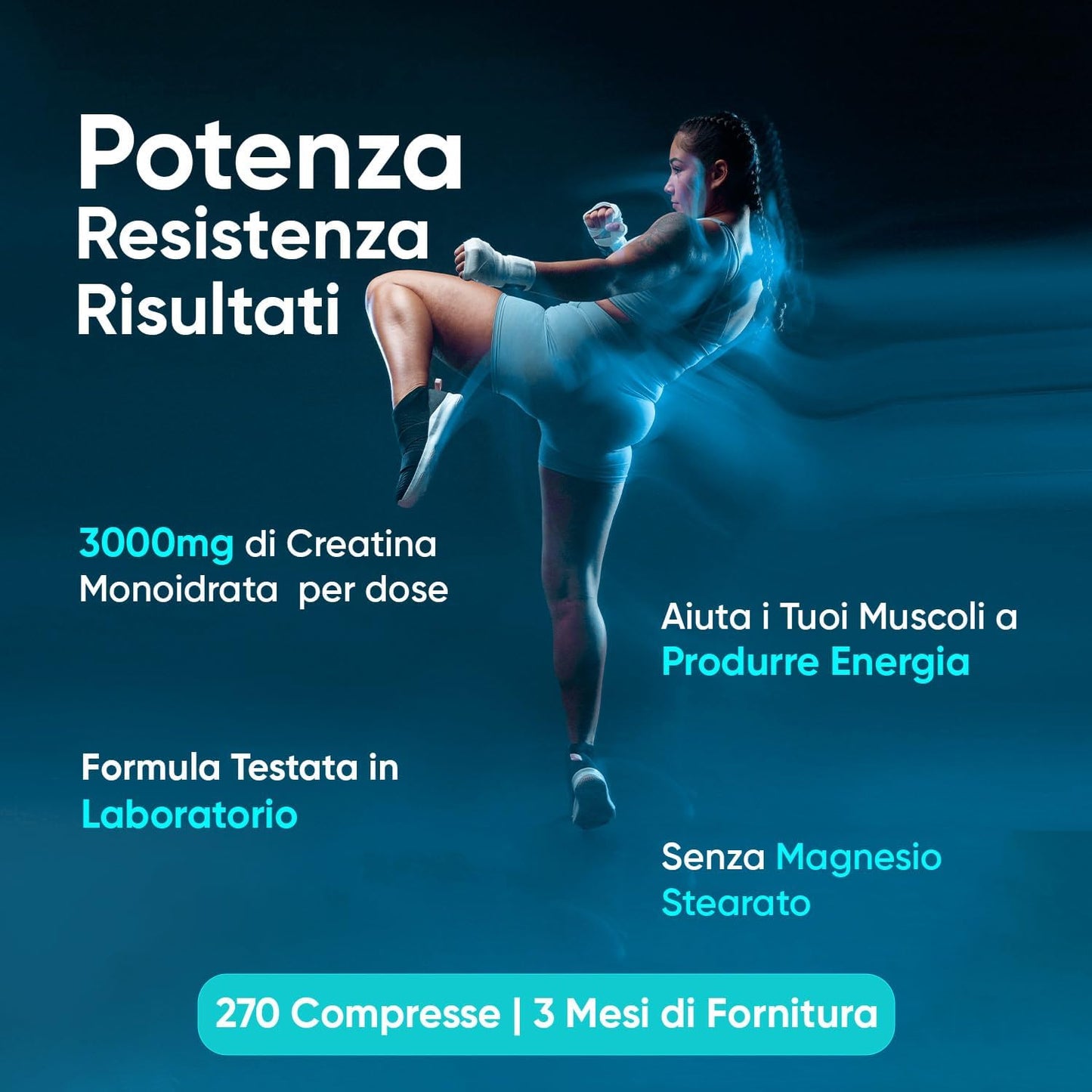 Creatina Monoidrata 3000mg, 270 Compresse di Creatina Vegana (Scorta 3 Mesi) Senza Magnesio Stearato, Creatina Monohydrate, Sport, Palestra, Pre Workout, Intra Workout, Post Workout, Uomini e Donne