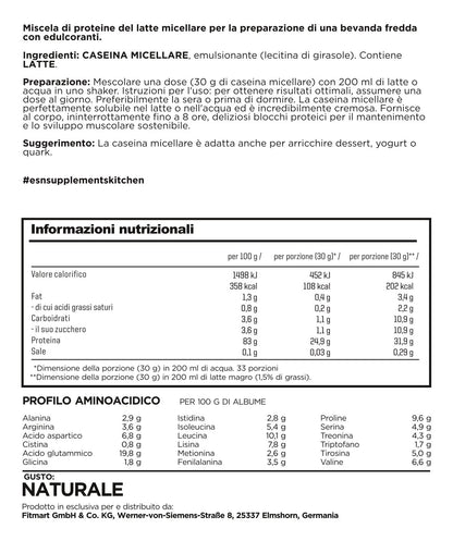 ESN Micellar Casein, Naturale, 1000g, Caseina in Polvere