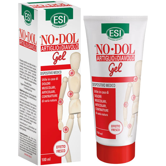 ESI - No-Dol Artiglio del Diavolo Gel, ad Alta Concentrazione, Azione Rinfrescante, Allevia Fastidi Muscolari e Contratture, Clinicamente Testato, Senza Coloranti e Parabeni, 100 ml