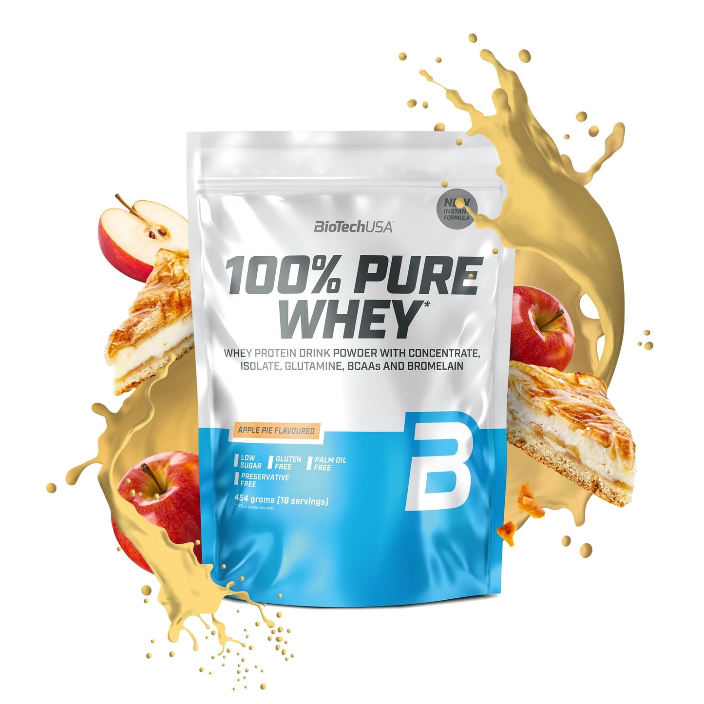 BioTechUSA 100% Pure Whey Complesso proteico del siero di latte con bromelina, aminoacidi, senza zuccheri aggiunti, senza olio di palma e con edulcorante, 1 kg, Cioccolato