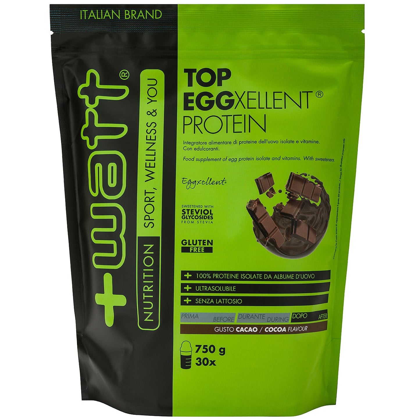 Top Eggxellent Protein - Integratore di Proteine dell'Albume dell'Uovo - Formato: Doypack 750 g - Gusto: Cacao