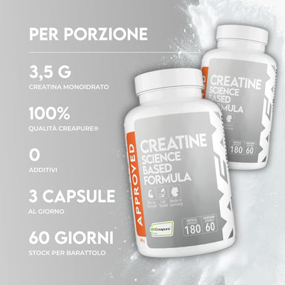 WFN Approved Creatine - Creapure - Neutro - 500 g - Creatina monoidrato - Polvere - Vegano - 146 porzioni - Prodotto in Germania - Testato in laboratorio esterno