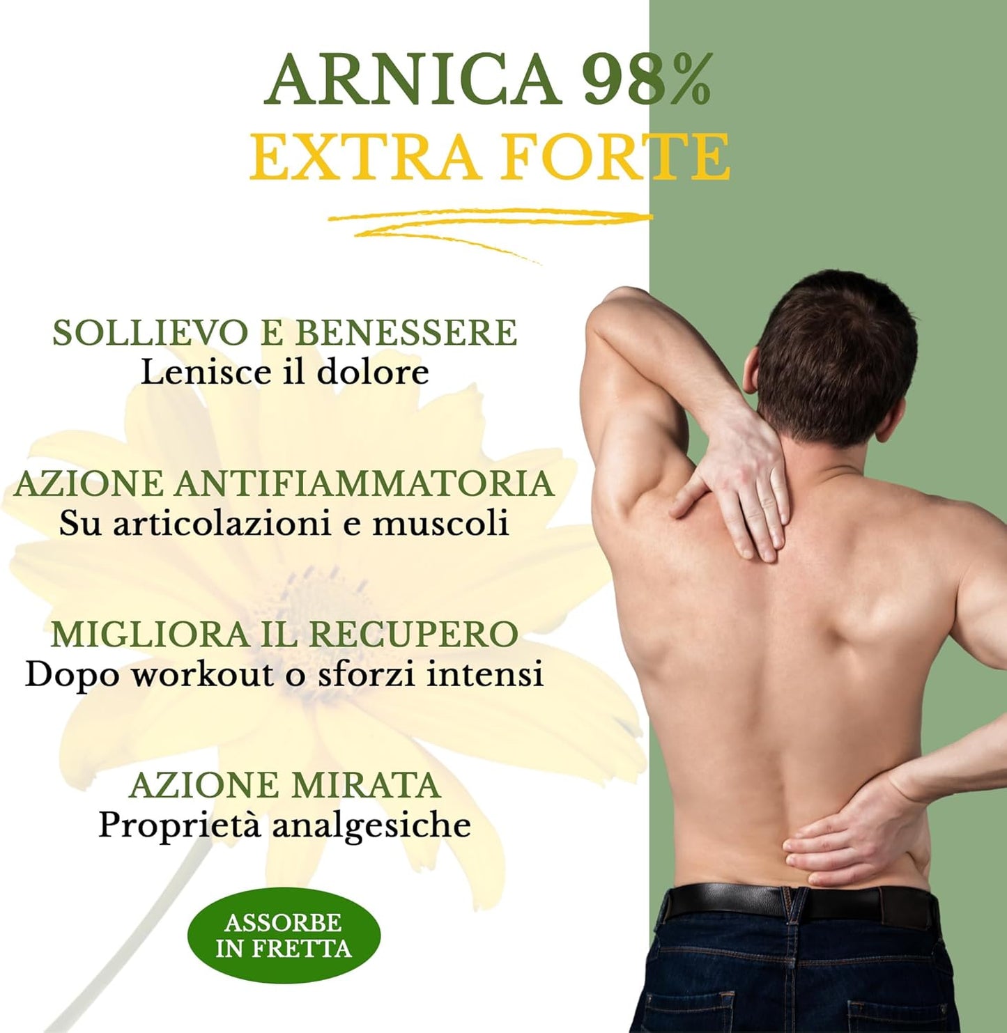 KREALIS 500ml Arnica per Cavalli Uso Umano 98% Extra Forte, Arnica Gel Forte Potenziata con Artiglio del Diavolo Forte, Crema Arnica Massaggio a Muscoli e Articolazioni Azione Intensa, Made in Italy