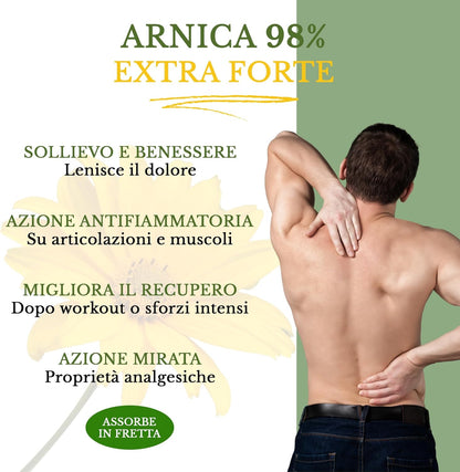 KREALIS 500ml Arnica per Cavalli Uso Umano 98% Extra Forte, Arnica Gel Forte Potenziata con Artiglio del Diavolo Forte, Crema Arnica Massaggio a Muscoli e Articolazioni Azione Intensa, Made in Italy