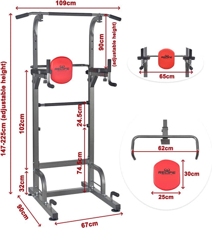 RELIFE REBUILD YOUR LIFE Power Tower Workout Dip Station per la palestra di casa Allenamento della forza Attrezzatura per il fitness