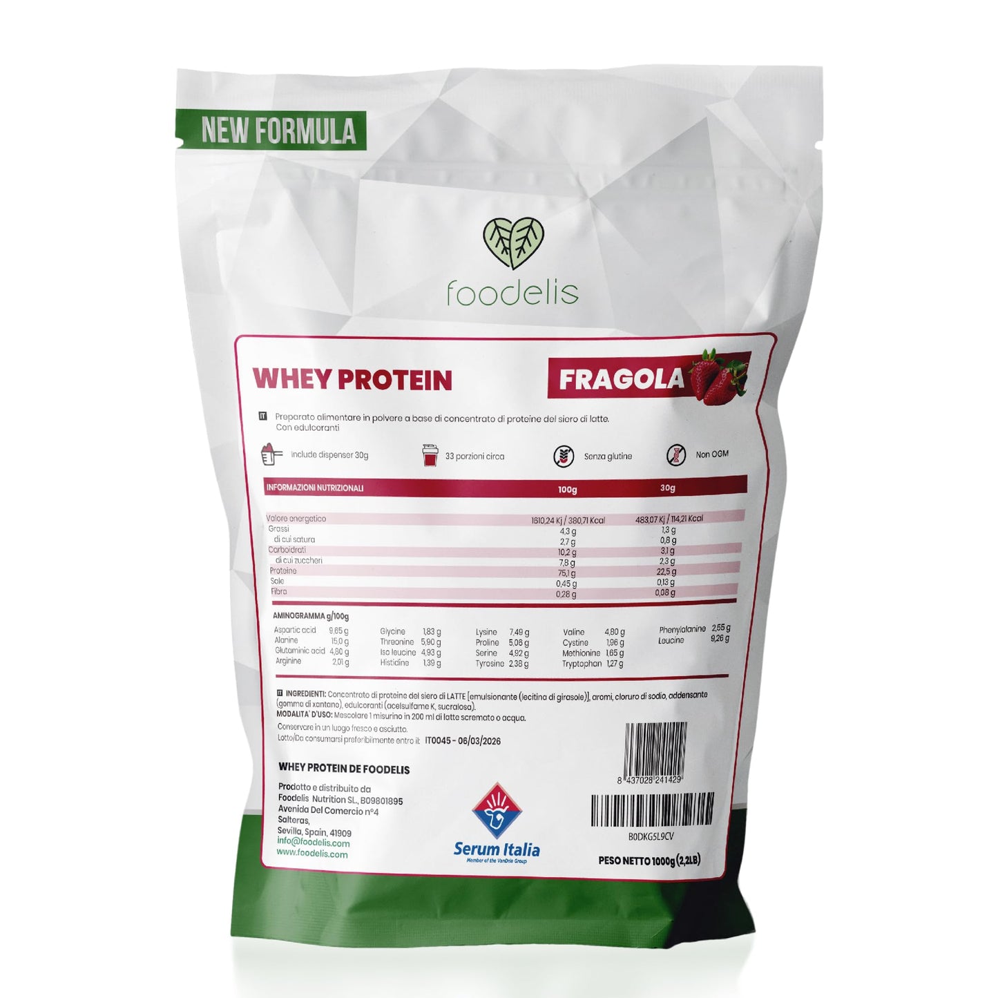 Proteine in Polvere 1 kg Vaniglia | Whey Protein con Aminoacidi Essenziali | Proteine per la Massa Muscolare ad Alta Solubilità | Proteine Whey Facilmente Digeribili | Materia Prima Italiana.