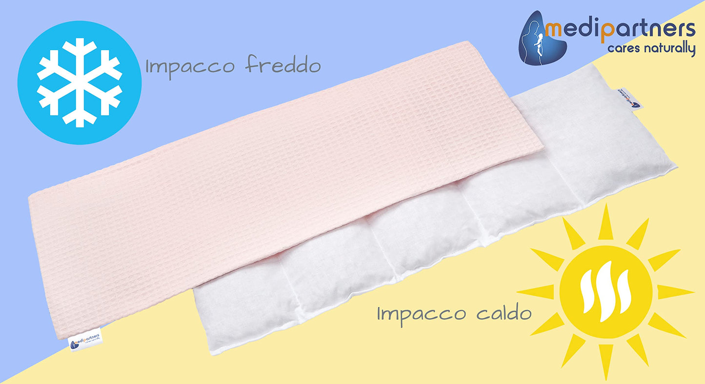 Medi Partners Cuscino Termico noccioli ciliegio 60x20cm 800g 100% Cotone 5 Camere Grande Terapia del freddo Federa sfoderabile (Stelle)