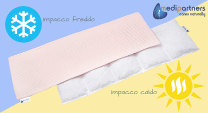 Medi Partners Cuscino Termico noccioli ciliegio 60x20cm 800g 100% Cotone 5 Camere Grande Terapia del freddo Federa sfoderabile (Stelle)