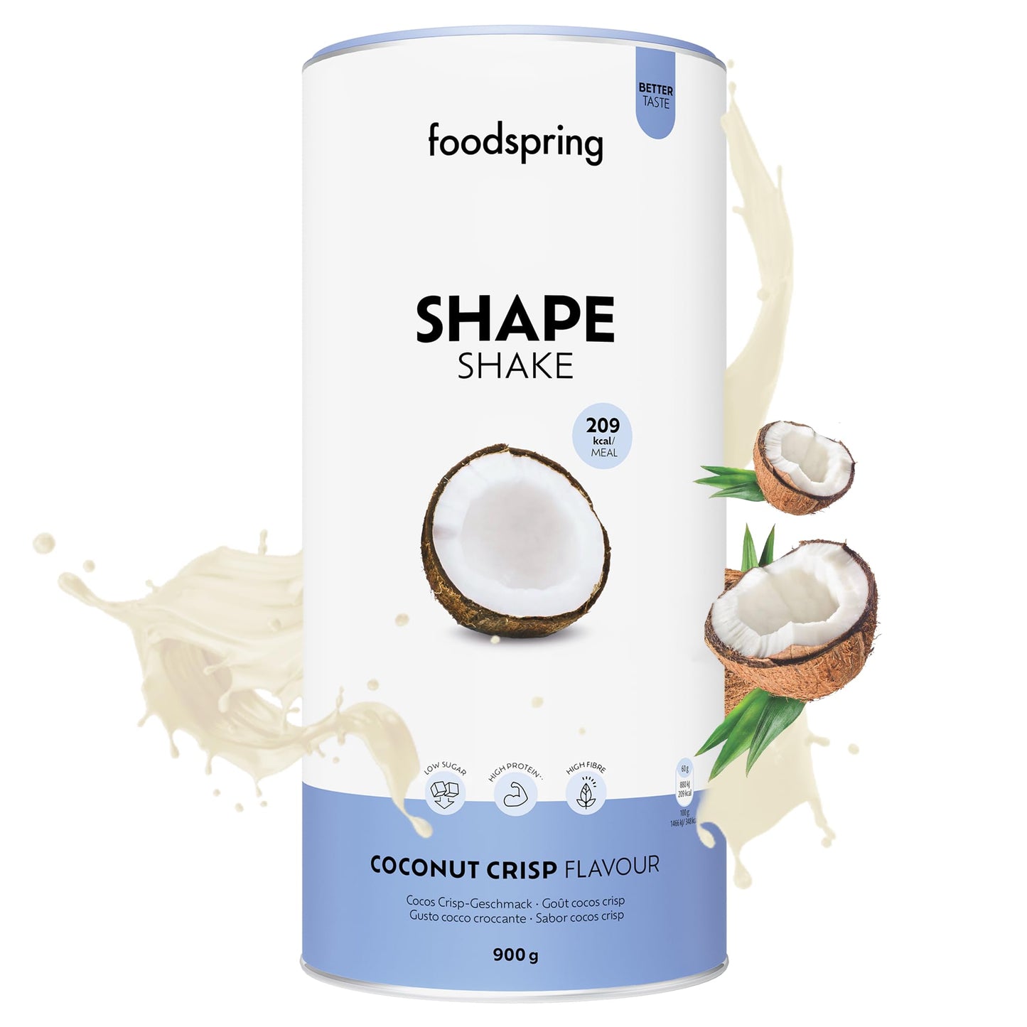 foodspring Shape Shake Bustine Monoporzione, 10 x 60 g, Sostituto pasto per il controllo del peso*, Ricco di proteine, Vitamine e minerali