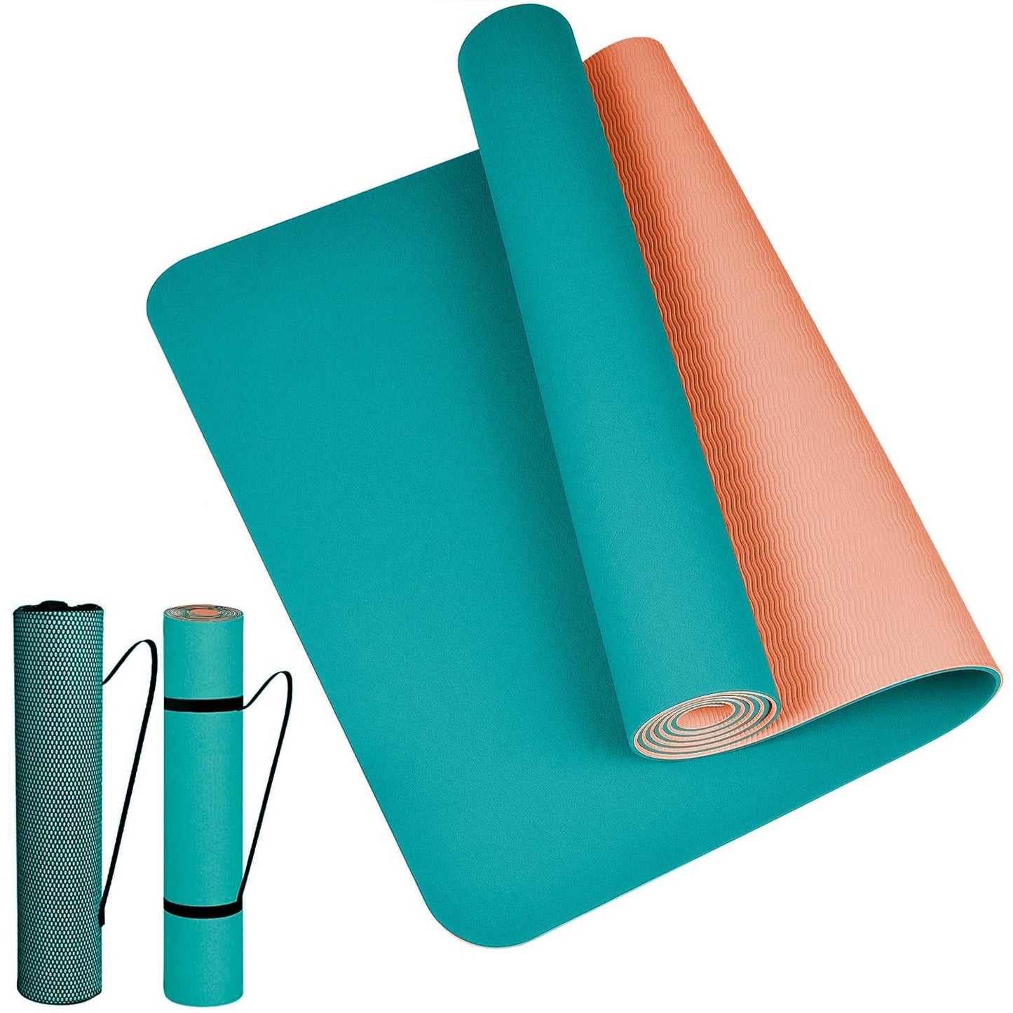 Tappetino Yoga in TPE Ecologico, m MU, Tappeto Allenamento Antiscivolo Doppia Faccia ad Alta Densita Materassino, Impermeabile Dimensione di 183 x 61 x 0.6 cm con Custodia