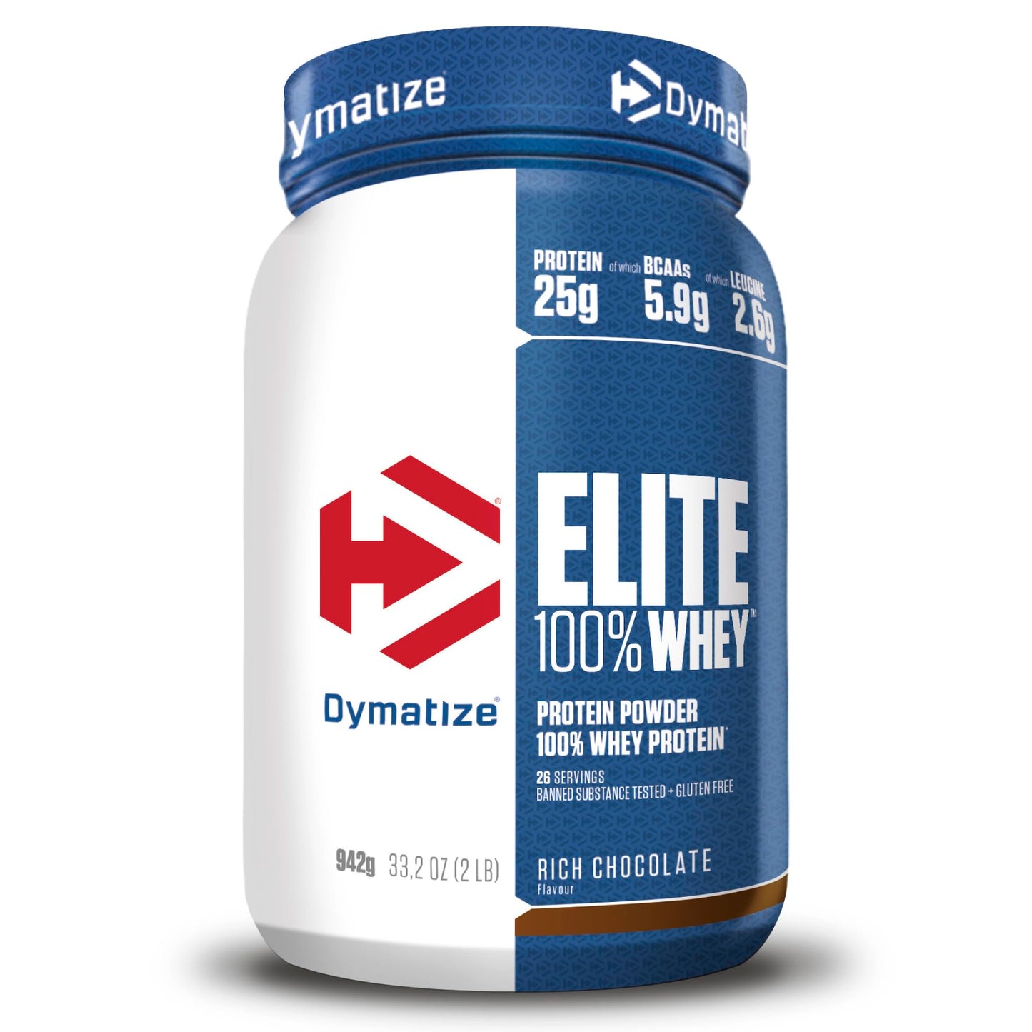 Dymatize Elite 100% Whey Rich Chocolate 2170g - Polvere ad alto contenuto di proteine e basso zuccheri del siero latte BCAA