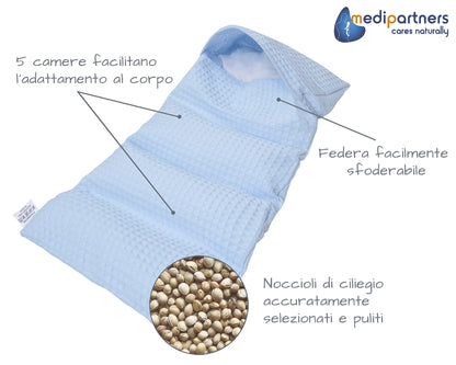 Medi Partners Cuscino Termico noccioli ciliegio 60x20cm 800g 100% Cotone 5 Camere Grande Terapia del freddo Federa sfoderabile (Stelle)