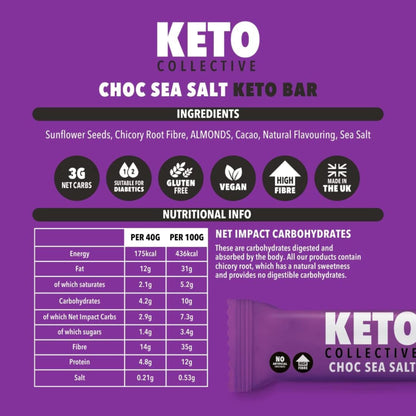 Keto Collective Barrette Cheto | Caramello Salato | 15 x 40g | 2,5g carboidrati netti | Low Carb | Ingredienti Naturali