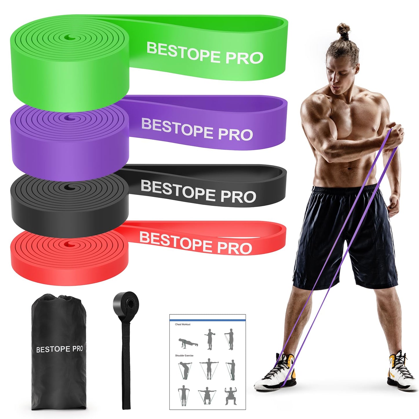 Fascia di resistenza per esercizi di resistenza, per allenamento e allenamento, unisex, ideale per casa, pilates, yoga, powerlifting, crossfit, tonificazione muscolare