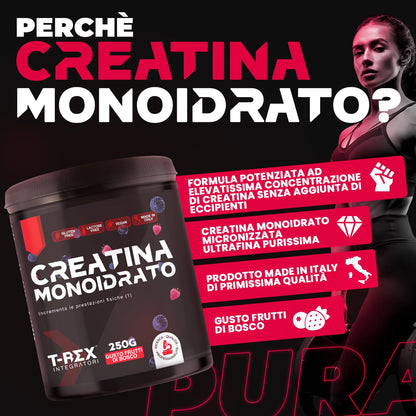 T-Rex Integratori Creatina Micronizzata Monoidrata 100 compresse da 1300mg - Integratore alimentare per massa muscolare e boost energetico pre workout