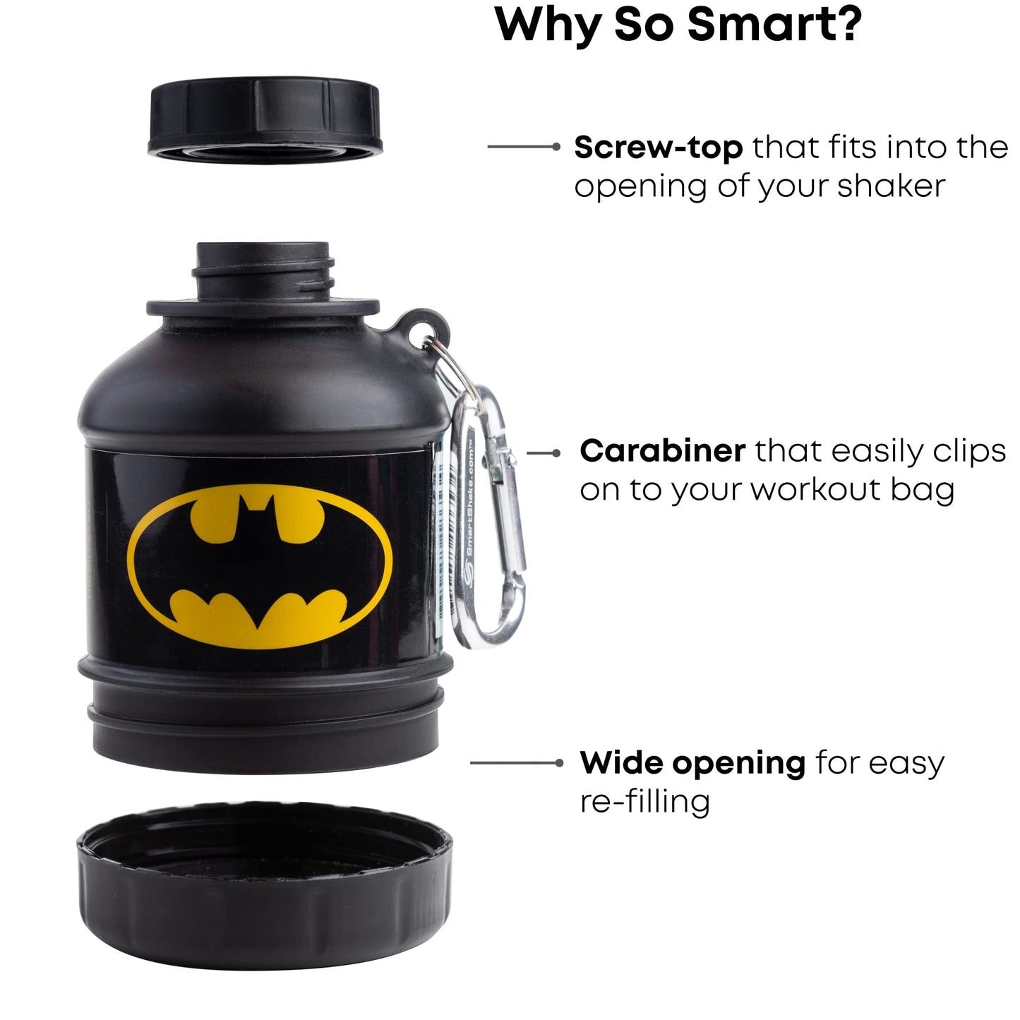 SmartShake Whey2Go Imbuto, scatola di proteine, scatola di conservazione, 110 ml, DC Batman