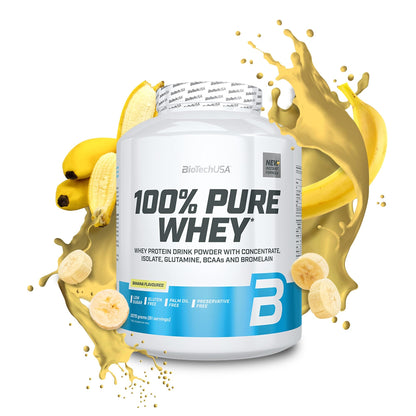 BioTechUSA 100% Pure Whey Complesso proteico del siero di latte con bromelina, aminoacidi, senza zuccheri aggiunti, senza olio di palma e con edulcorante, 1 kg, Cioccolato