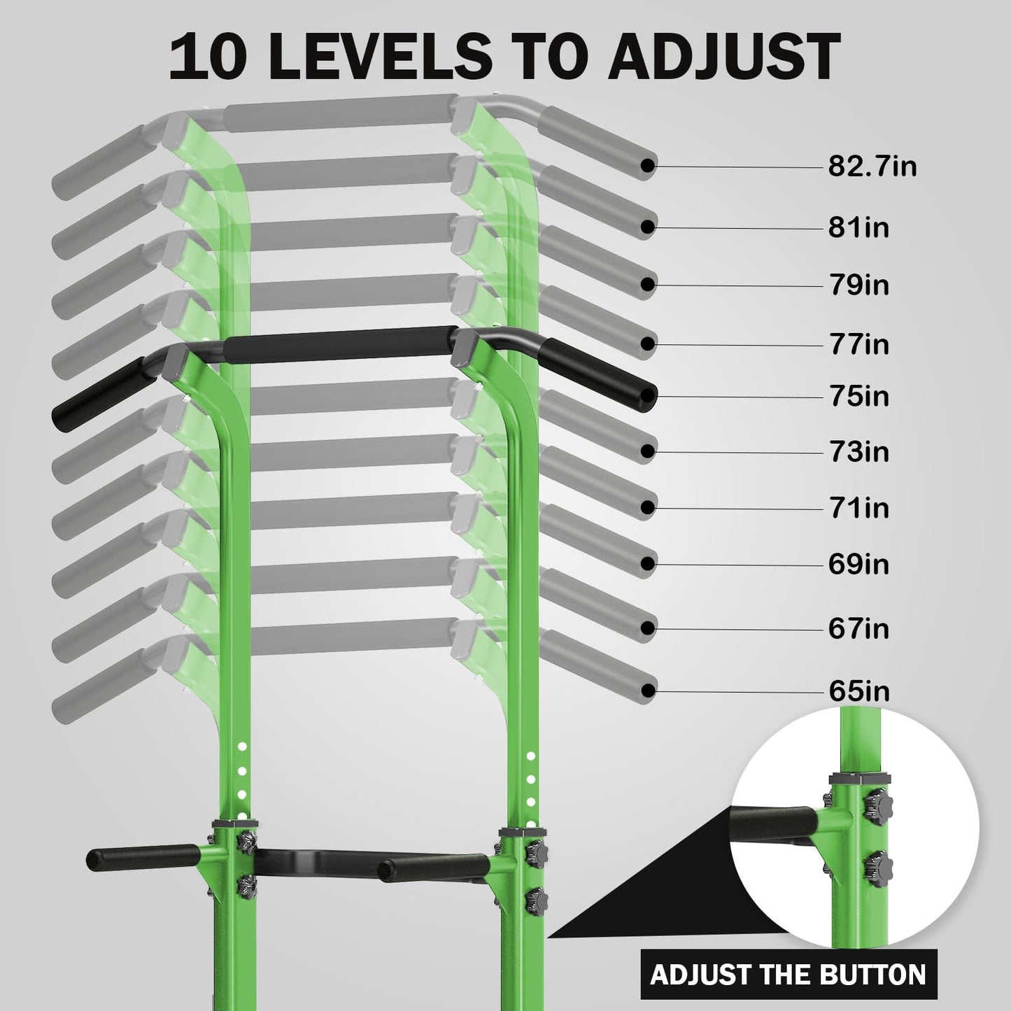 SogesHome Power Tower Stazione Multifunzionale Professionale Barra per Esercizi a Torre per Esercizi di Allenamento a casa e Palestra 75 x 82 x 165-210 cm