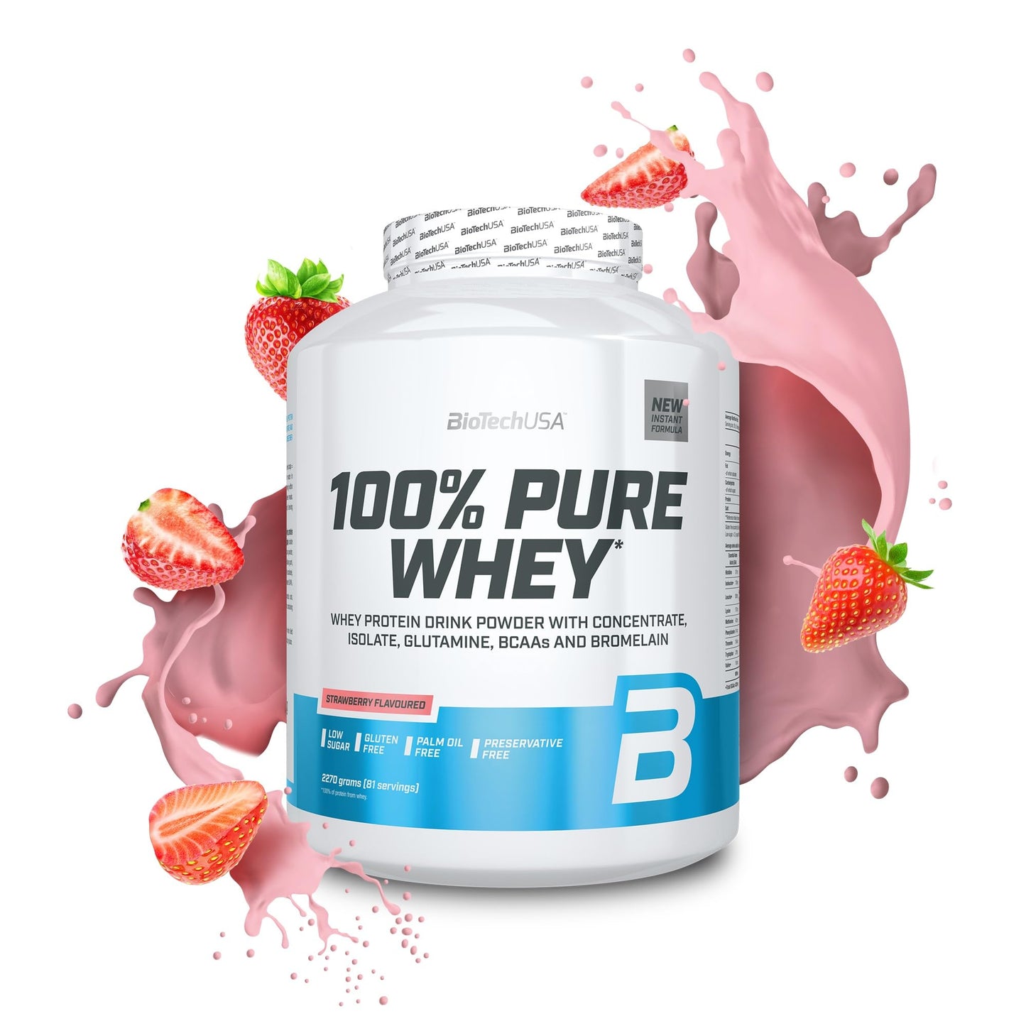 BioTechUSA 100% Pure Whey Complesso proteico del siero di latte con bromelina, aminoacidi, senza zuccheri aggiunti, senza olio di palma e con edulcorante, 1 kg, Cioccolato