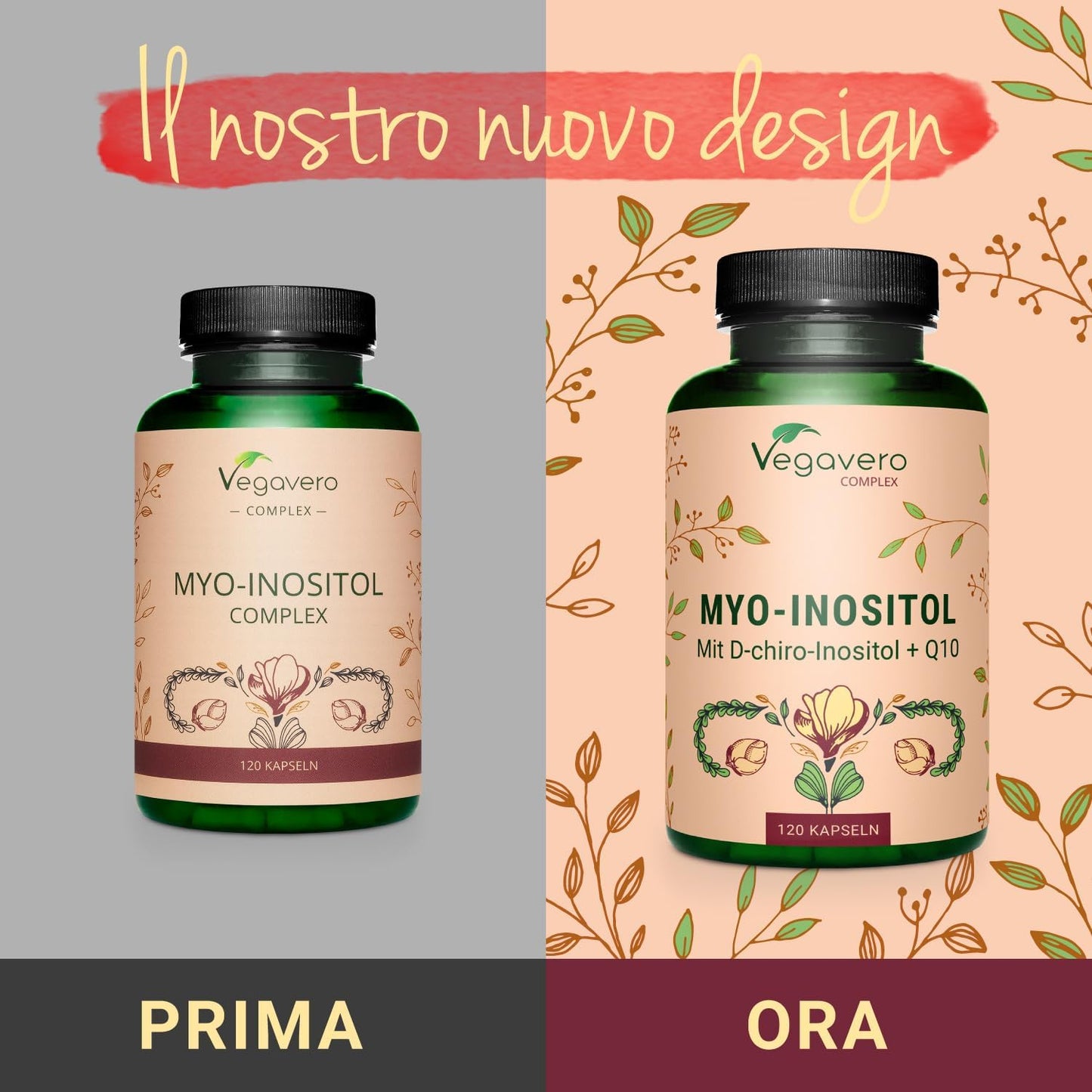 Integratore INOSITOLO | Myo & D Chiro Inositolo, Folato 5-MTHF, Vitamina B6 e Zinco | PCOS e Ovaio Policistico | 120 capsule | Vegan | Vegavero®