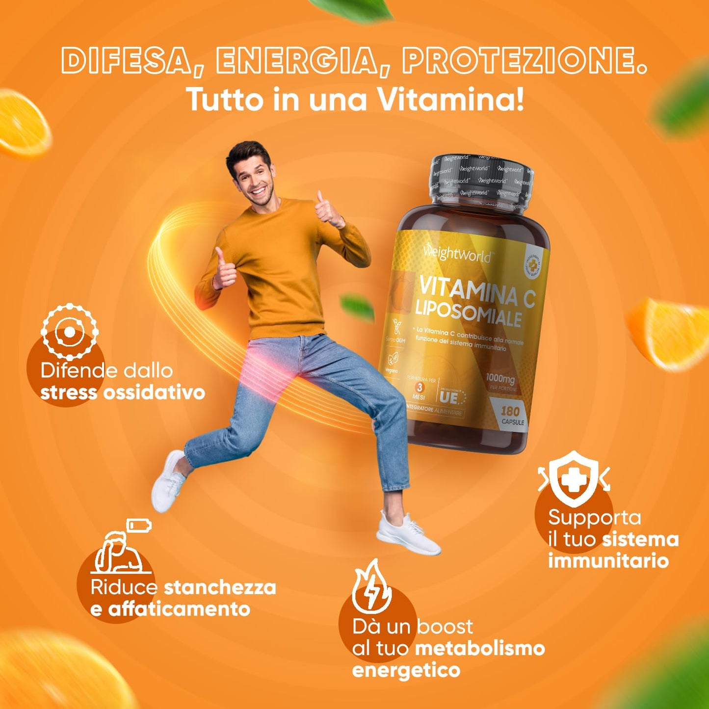 Vitamina C Liposomiale, Sistema Immunitario, Ossa, Pelle, Stanchezza, Vitamina C Pura 180 Capsule, Vitamina C 1000mg Vegan, Vit C Liposomiale Acido Ascorbico 3 Mesi, Vitamina C Naturale Alto Dosaggio