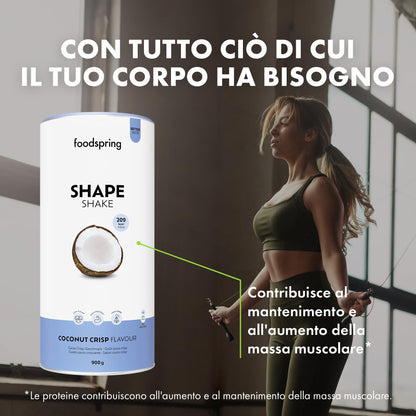 foodspring Shape Shake Bustine Monoporzione, 10 x 60 g, Sostituto pasto per il controllo del peso*, Ricco di proteine, Vitamine e minerali