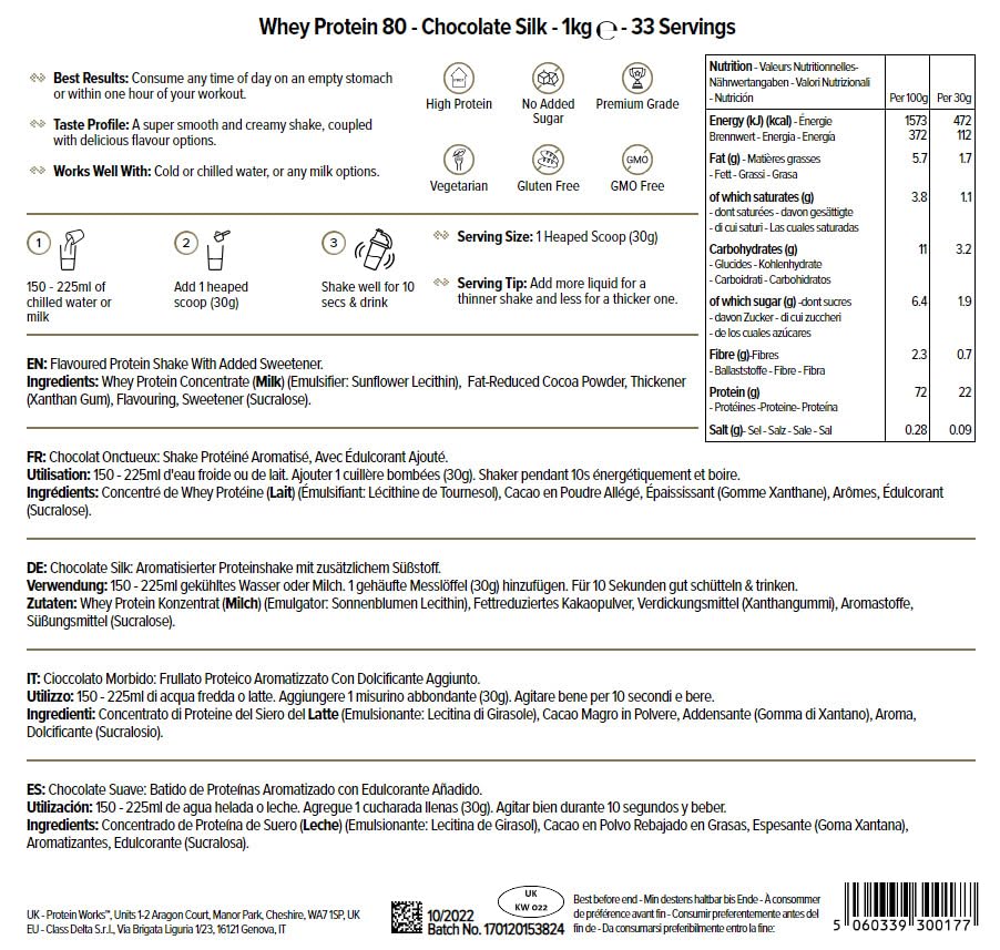 THE PROTEIN WORKS Proteine Whey 80 (Concentrate) In Polvere | 82% Di Proteine | Frullato Proteico Povero Di Zuccheri | Caramello Salato Intenso | 500g