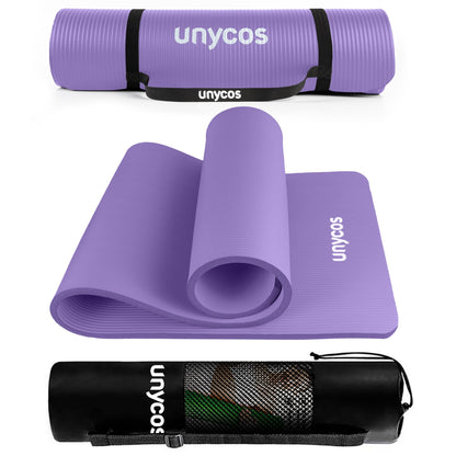 unycos - Tappetino Antiscivolo da Yoga, Pilates e Ginnastica Extra Spesso 10/15 mm, 183x60 cm, Materassino Fitness con Schiuma NBR Confortevole, Tracolla, Borsa ed E-Book di 50 Esercizi