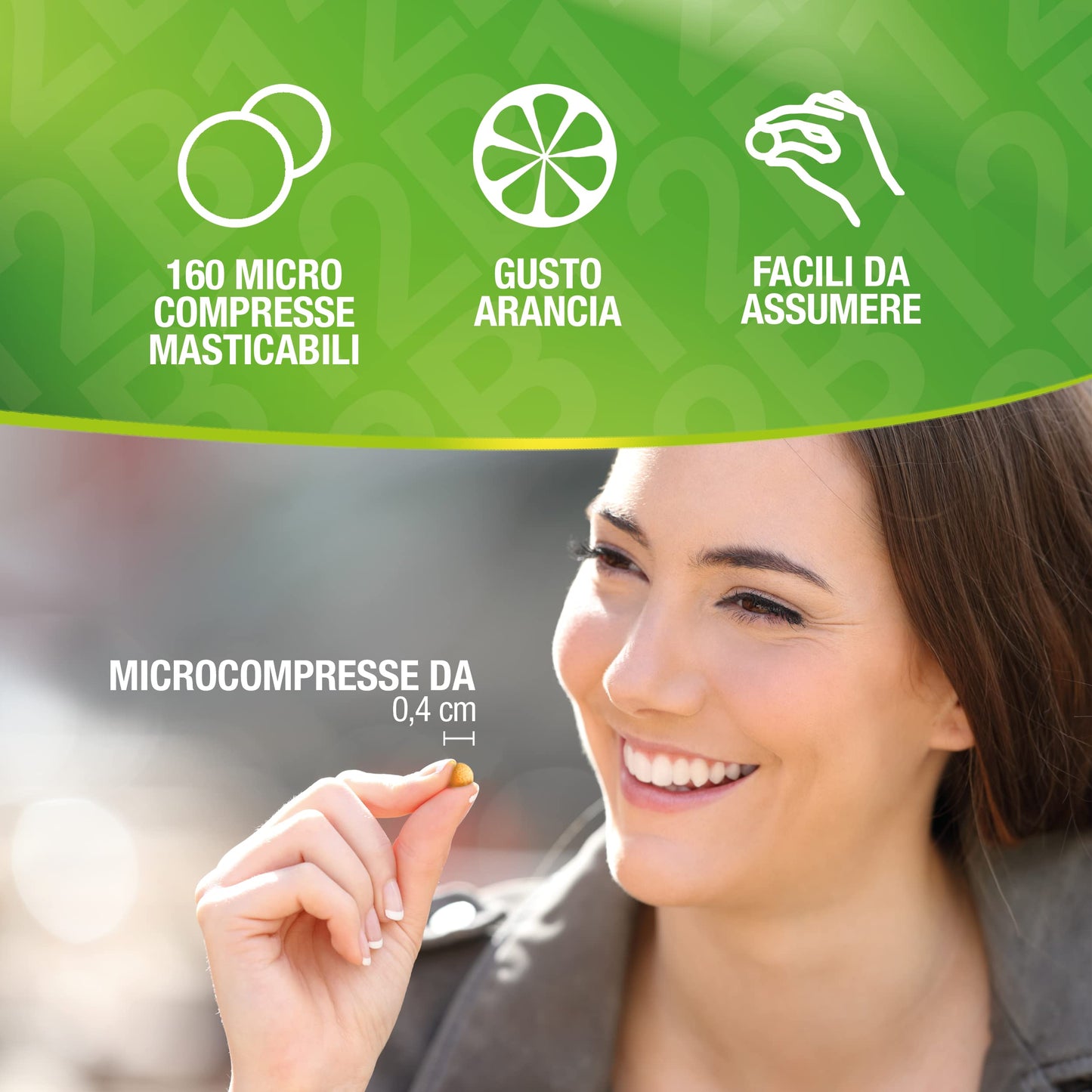 Vitamina B12 da 1000 mcg ad alto dosaggio | 160 microcompresse masticabili, gusto agrumi | Vitamina b vegan da cianocobalamina, supporto per energia fisica e mentale