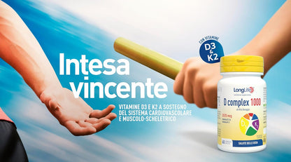 LongLife® D complex 1000 | Integratore vitamina D3 e K2 | Alto dosaggio |Senza glutine e Kosher