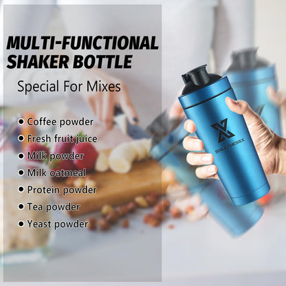 X SIM FITNESSX Shaker Proteico in acciaio inox 700 ml per sport Shaker Proteico con sfera Vacumm Shaker