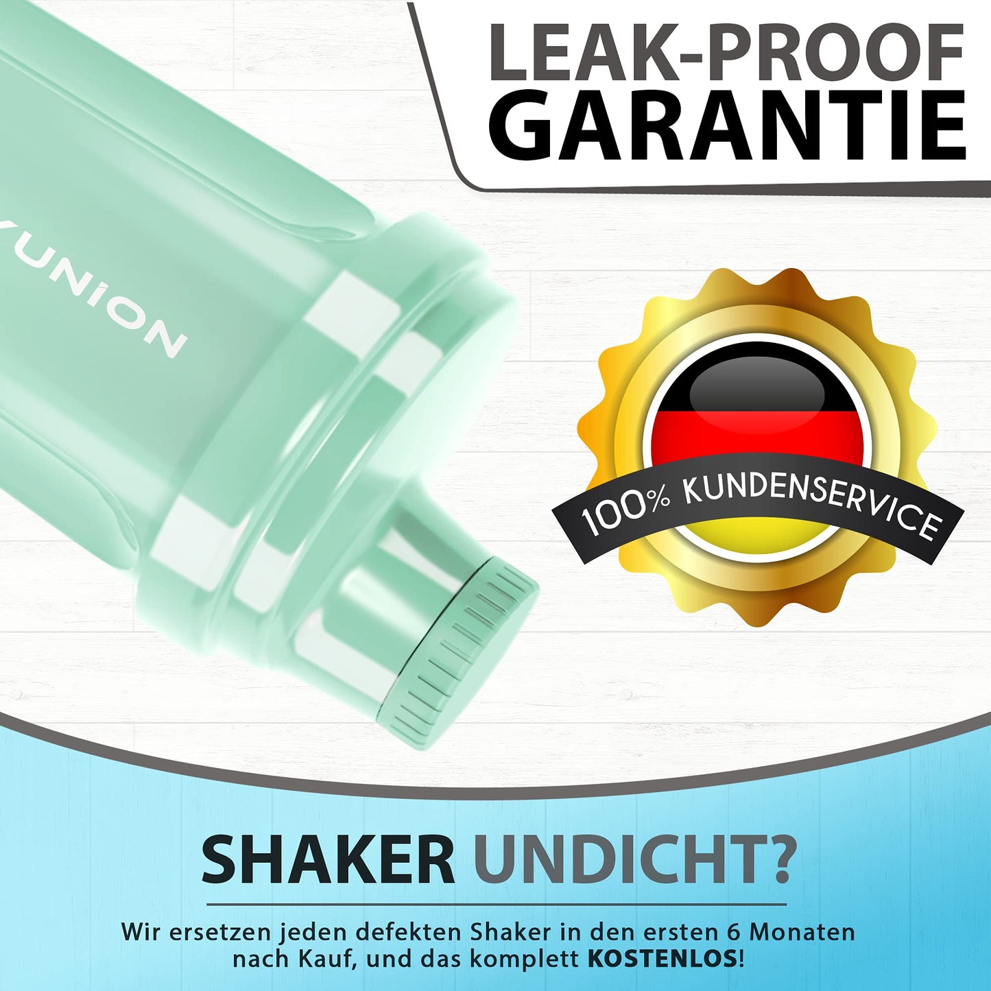 AMITYUNION Shaker per proteine 300 ml Heaven a prova di perdite, senza BPA con setaccio cliccabile e scala per frullati cremosi di siero di latte, shaker per proteine, originale in Fumo nero